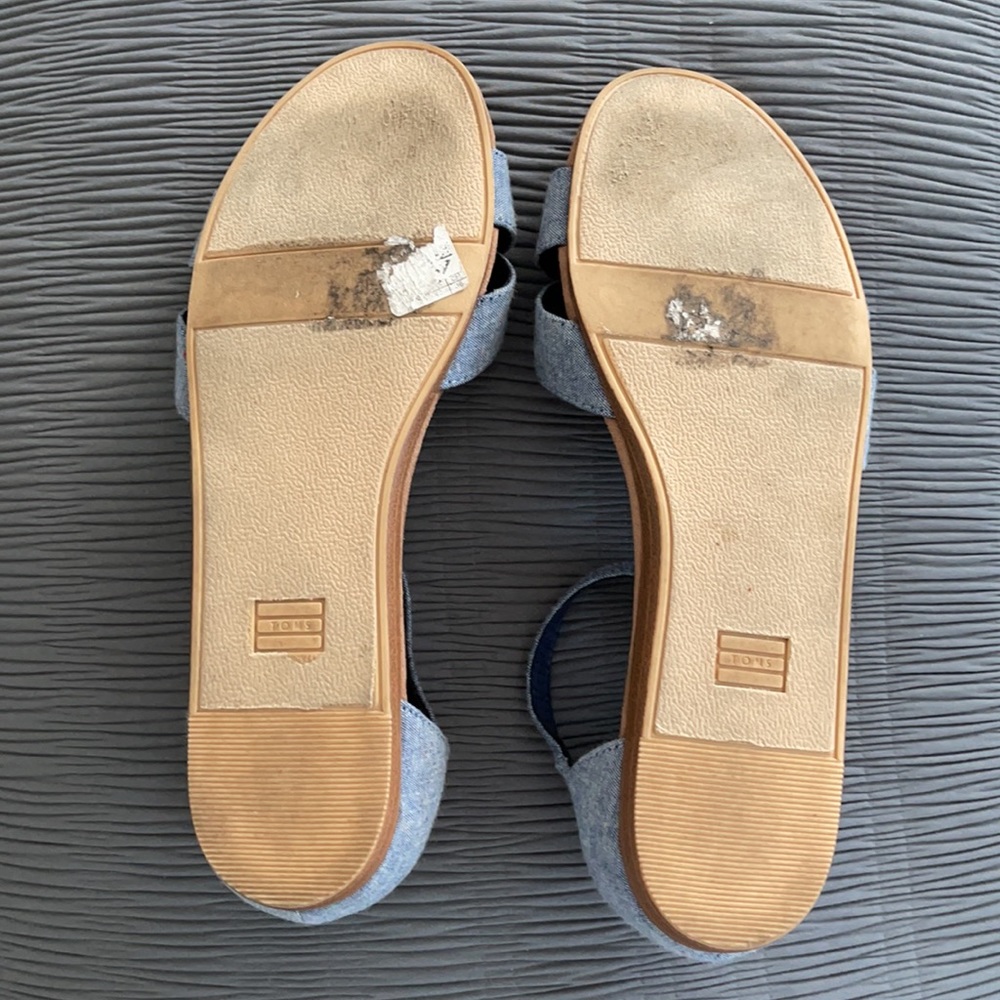 Toms Women Sandals Light Blue and Brown Cross-Strap Ankle Strap - Picture 4 of 4